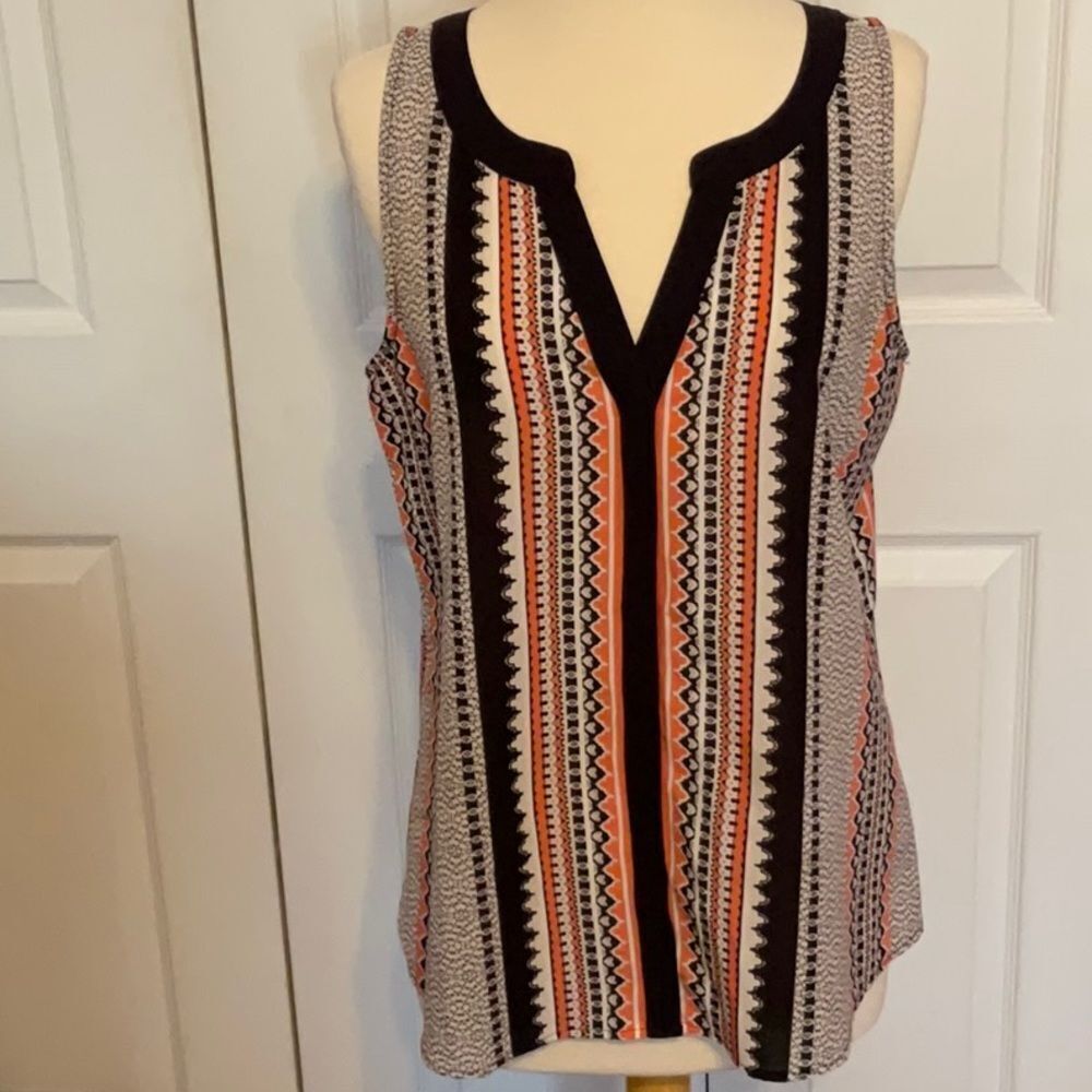 Sanctuary Top Tunic Sleeveless‎ Navy Orange Large